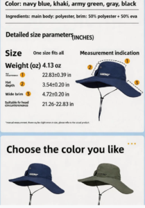 upf 50+ wide brim sun hat breathable bucket hat for hiking, fishing & outdoor sports