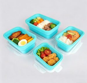 collapsible silicone food storage containers bpa free, microwave & dishwasher safe, leakproof for camping & travel
